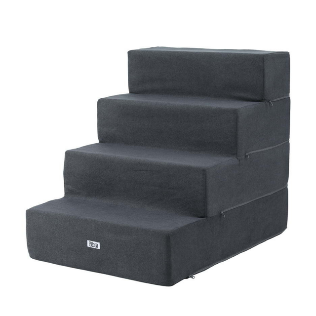 dark grey pet steps on a white background
