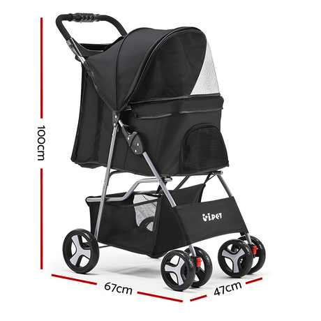 dimension of i.Pet 4-Wheel Foldable Pet Stroller - Black