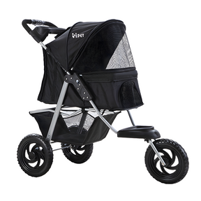 i.Pet Foldable Pet Stroller Dog Carrier Large - Black - black pet stroller on white background