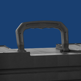 Black handle on a blue background