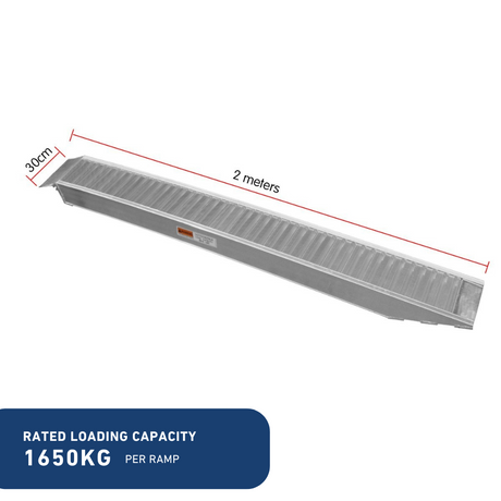 Kartrite 3.3-Tonne 2m Heavy Duty Aluminium Loading Ramps - Pair - single ramp with dimensions and capacity
