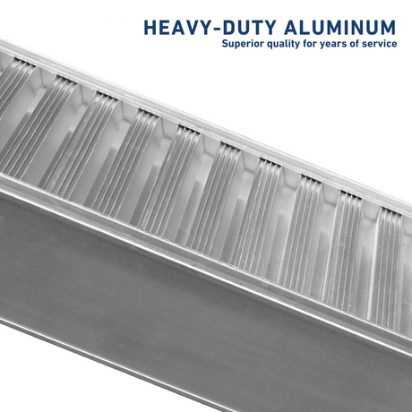 Detail view of the ramp’s thick, heavy-duty aluminium construction.