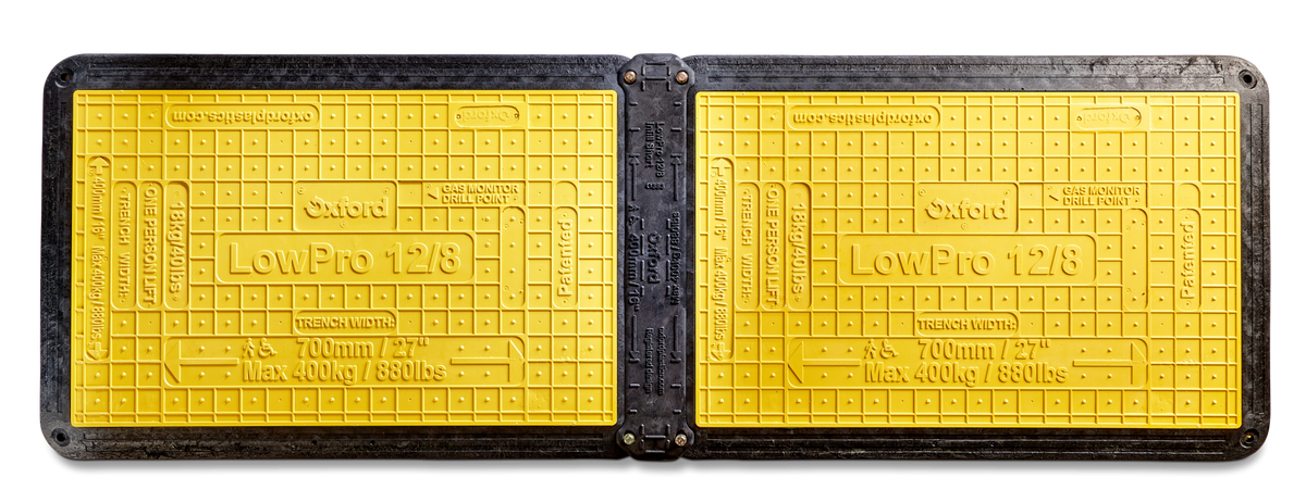 Two Oxford Plastics LowPro 12/8 trench covers side by side