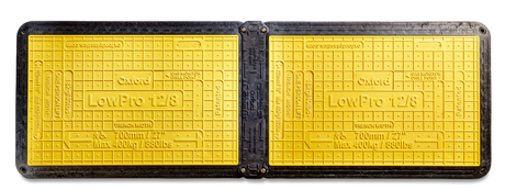 Two Oxford Plastics LowPro 12/8 trench covers side by side