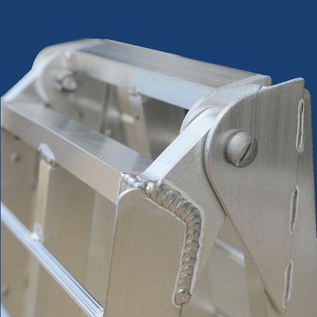 Another close-up angle showcasing the ramp's hinge mechanism, demonstrating its folding feature and structural strength.