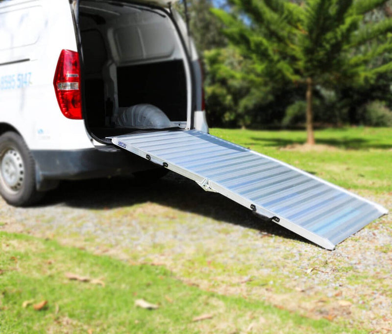A van with a Heeve folding ramp down