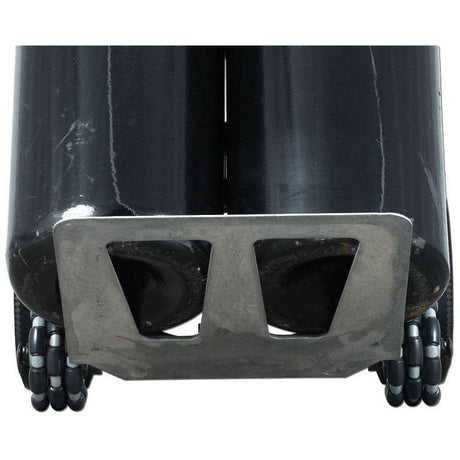 Rotatruck Dual Gas Cylinder V-Loop Handle Hand Trolley, 225kg Capacity - base plate and omni wheels under scratched cylinders
