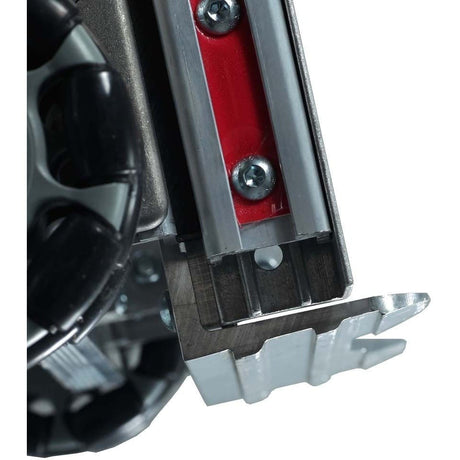 Rotacaster Single Gas Cylinder Rotatruck Hand Trolley, 225kg Capacity - close-up of trolley base nose plate and omni wheel