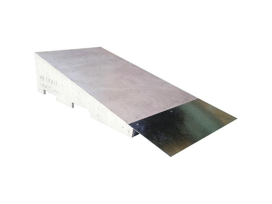 WA Skate Ramps timber skateboard jump ramp with a steel toe plate