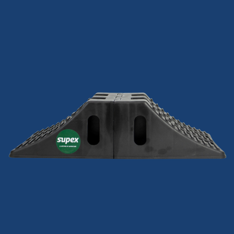 Black rubber ramp with Supex logo on a blue background