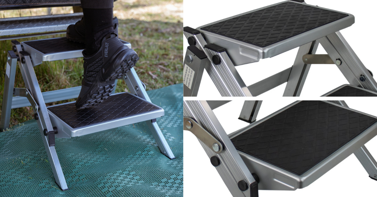 Supex 150kg Folding Aluminium Double Step for Caravan Access