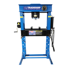TradeQuip Manual Workshop Press 50T Capacity - full blue 50T workshop press on white