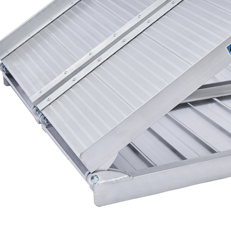 Zoomed-in hinge connection, displaying the joint between folding ramp sections.