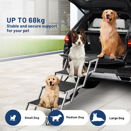 VEVOR Aluminium 4-Step Folding Dog Stairs for Cars
