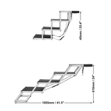 Foldable ladder with dimensions labeled on a white background
