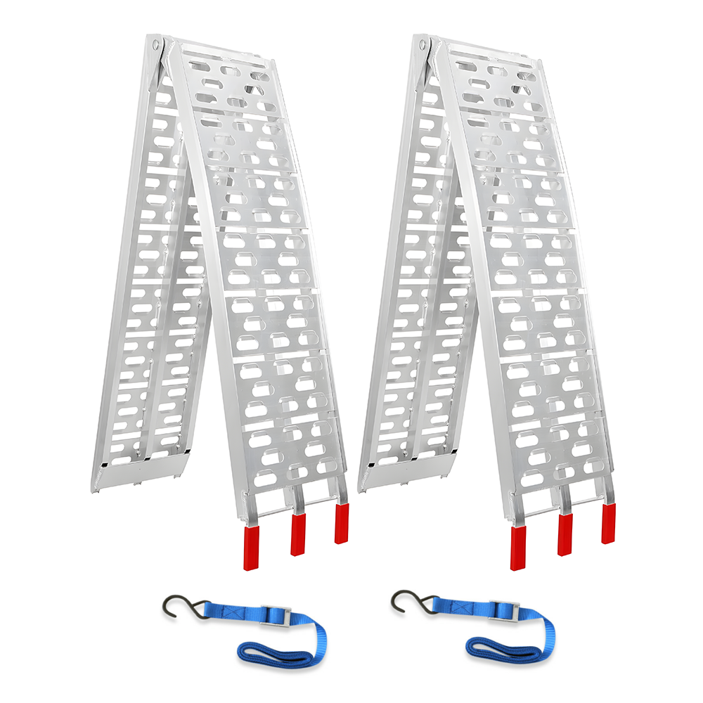 Heeve 2.3m x 680kg Aluminium Curved Folding Loading Ramps, Pair