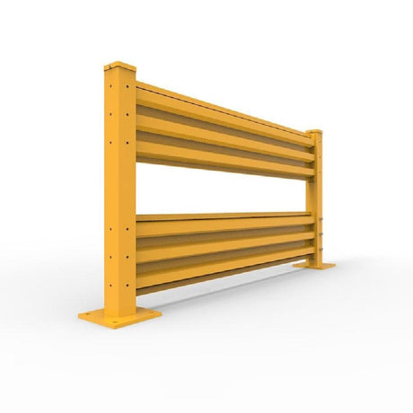 Barrier Group Rib-Rail Post w/ Fixings - Powder Coated Safety Yellow - Barrier Group - Ramp Champ