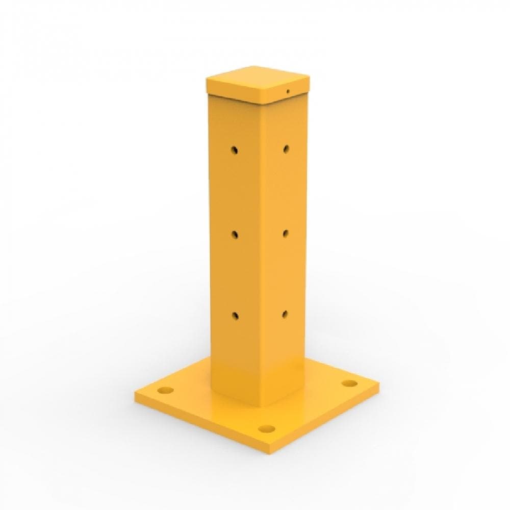 Barrier Group Rib-Rail Post w/ Fixings - Powder Coated Safety Yellow - Barrier Group - Ramp Champ