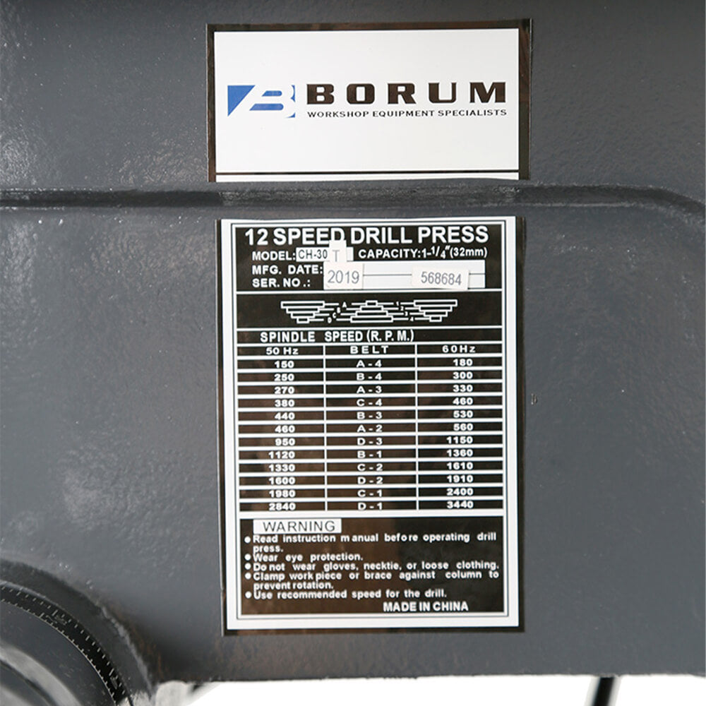 Borum Workshop Equipment Borum Industrial Pedestal Drill 12-Speed 2HP