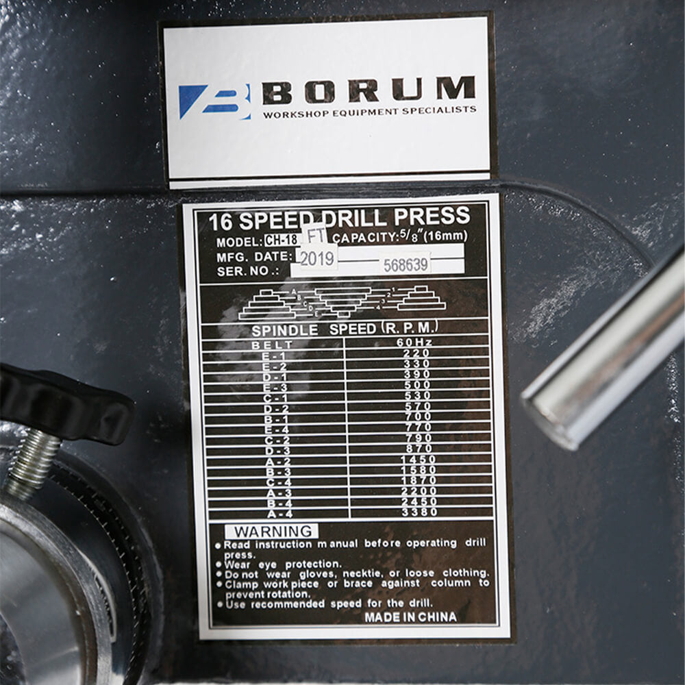 Borum Workshop Equipment Borum Industrial Pedestal Drill 16-Speed 1HP