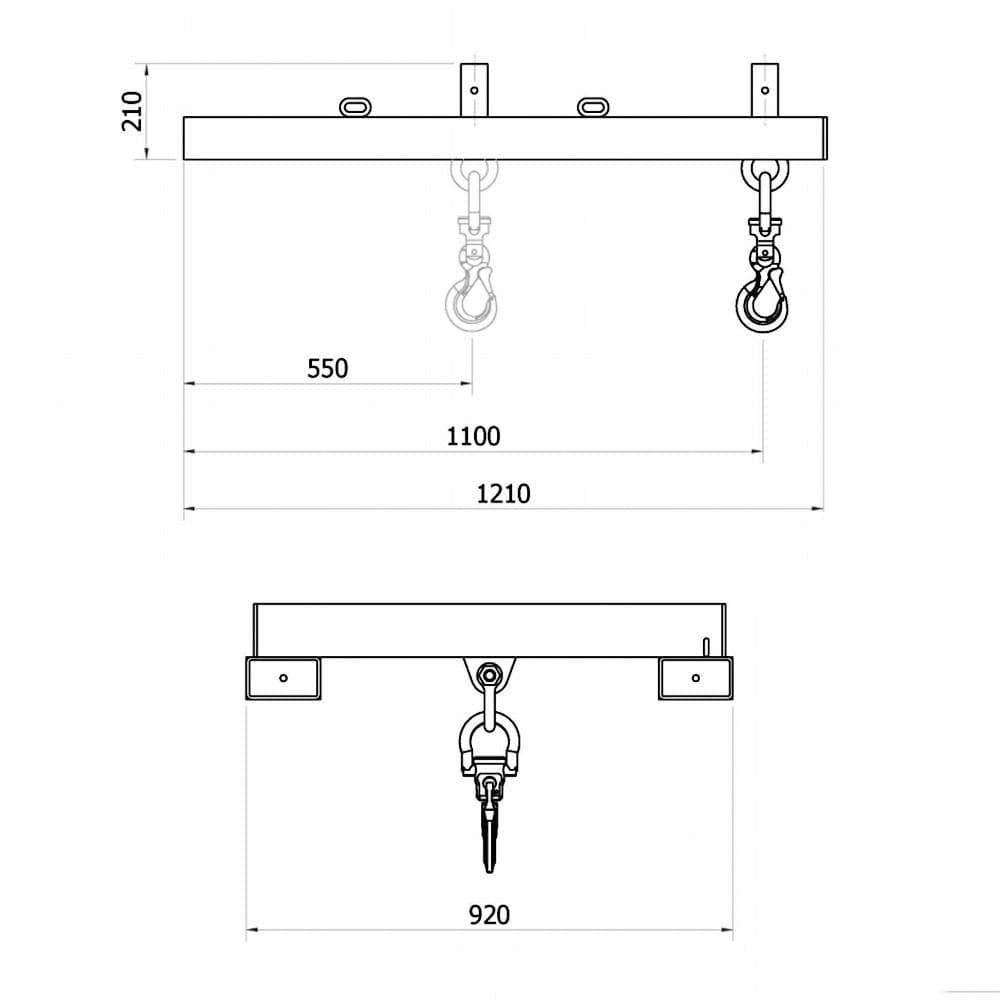 DHE 2.5-Tonne 550mm Wide Jib Lifting Crane Forklift Attachment - DHE - Ramp Champ