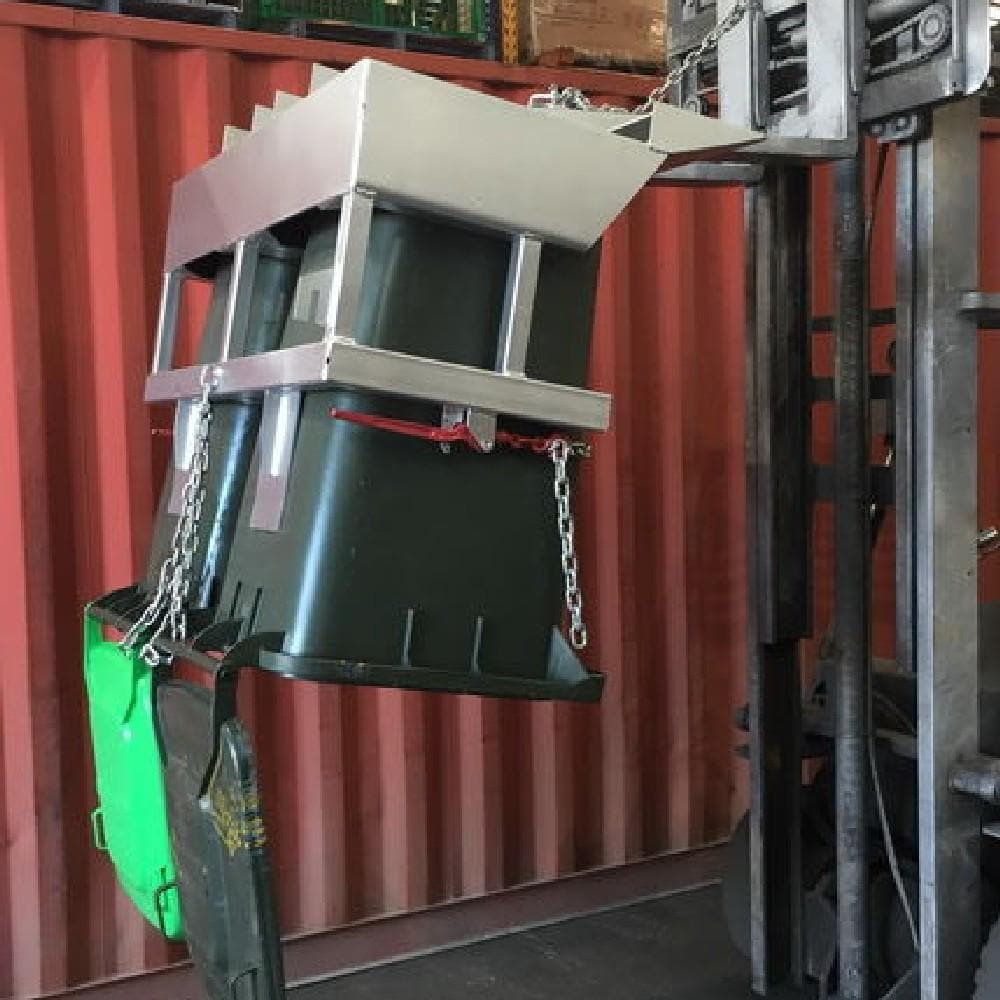DHE 240L Plastic Wheelie Bin Tipper Forklift Attachment - DHE - Ramp Champ