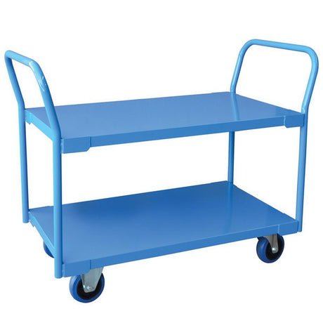 Troden Workshop Equipment Durolla Double Handle 2-Tier Steel Platform Trolley, 500kg Capacity