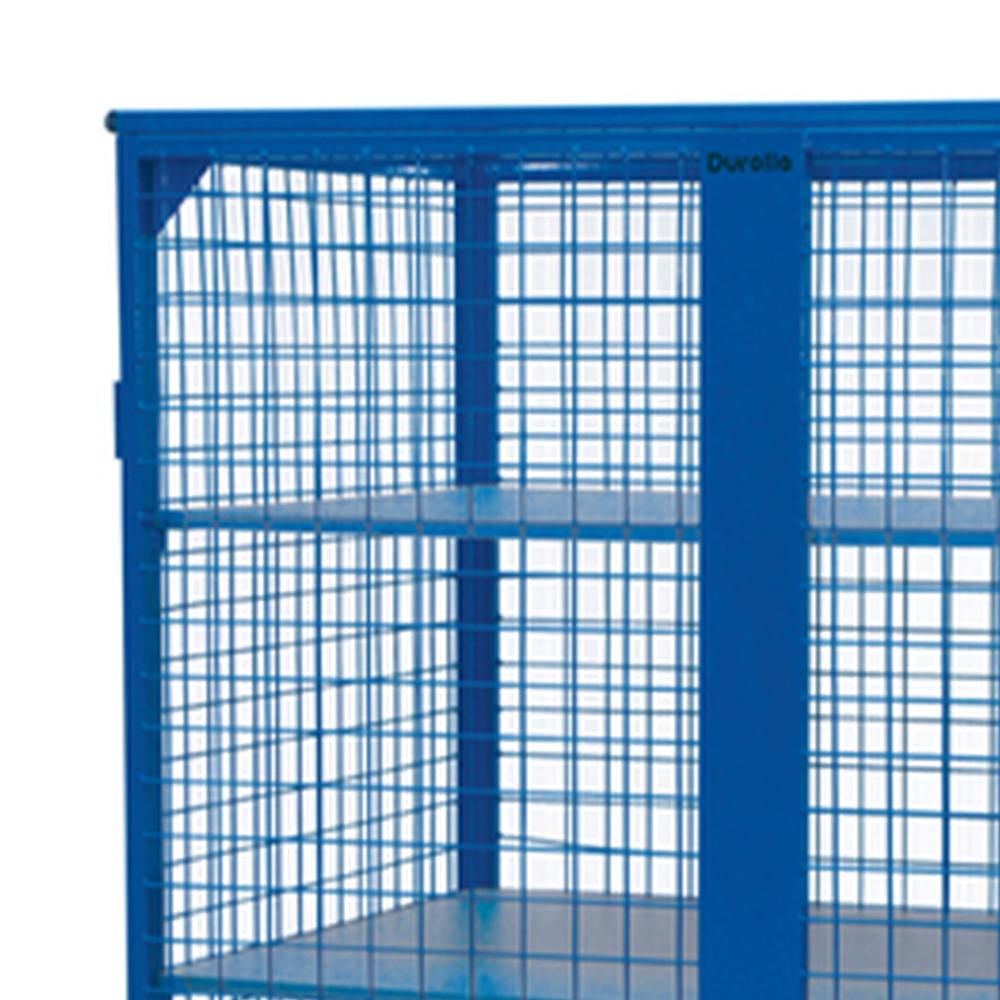 Troden Workshop Equipment Durolla Heavy-Duty Mesh Cage Trolley With Sheet Metal Shelves