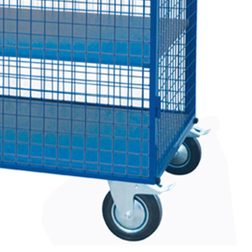 Troden Workshop Equipment Durolla Heavy-Duty Mesh Cage Trolley With Sheet Metal Shelves