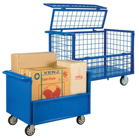 Troden Workshop Equipment Durolla Steel Cage Trolleys w/ Fold-Down Sides, 500kg Capacity