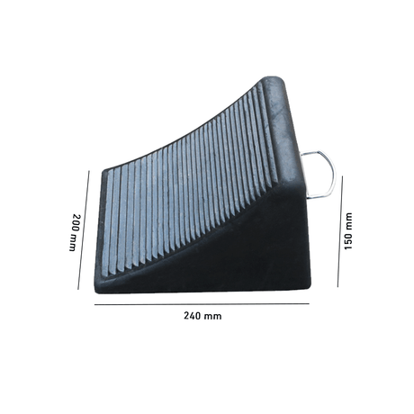 Heeve Wheel Chock 240mm x 200mm x 150mm Heeve Rubber Wheel Chock with Ring