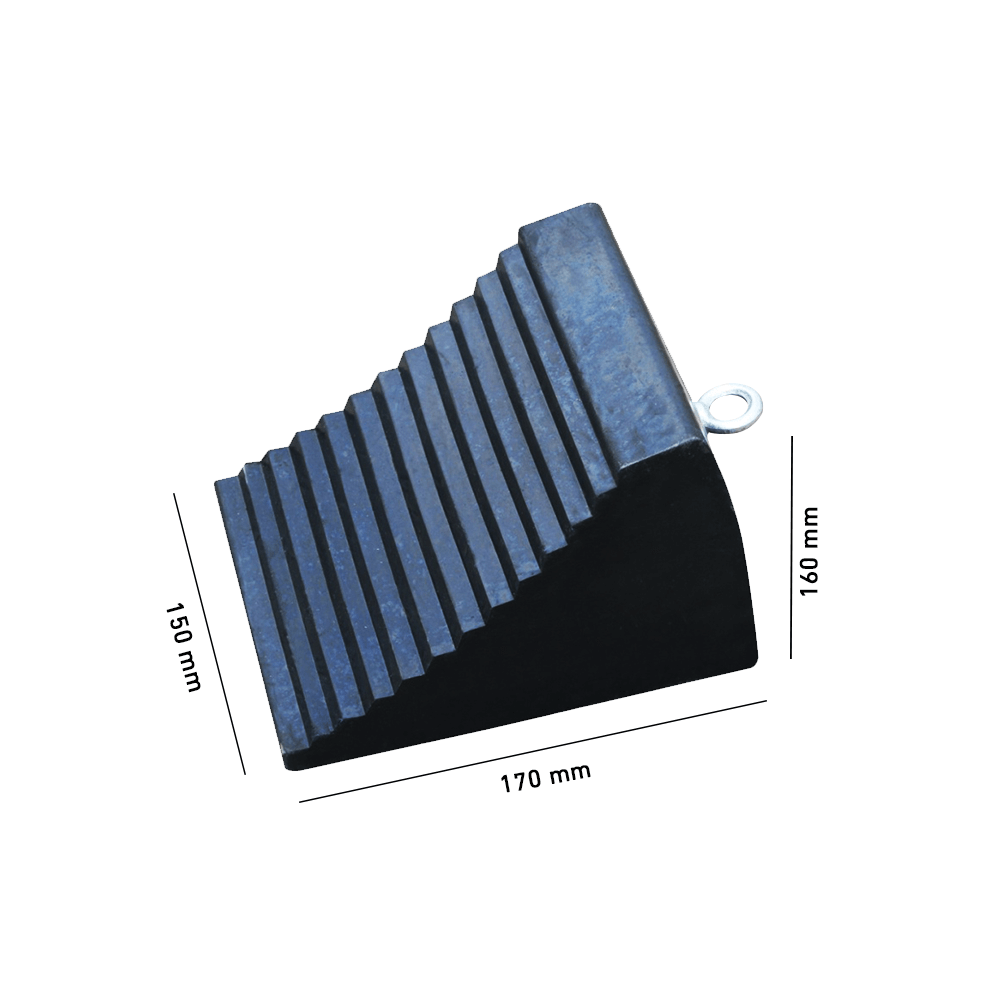 Heeve Wheel Chock 240mm x 200mm x 160mm Heeve Rubber Wheel Chock with Ring