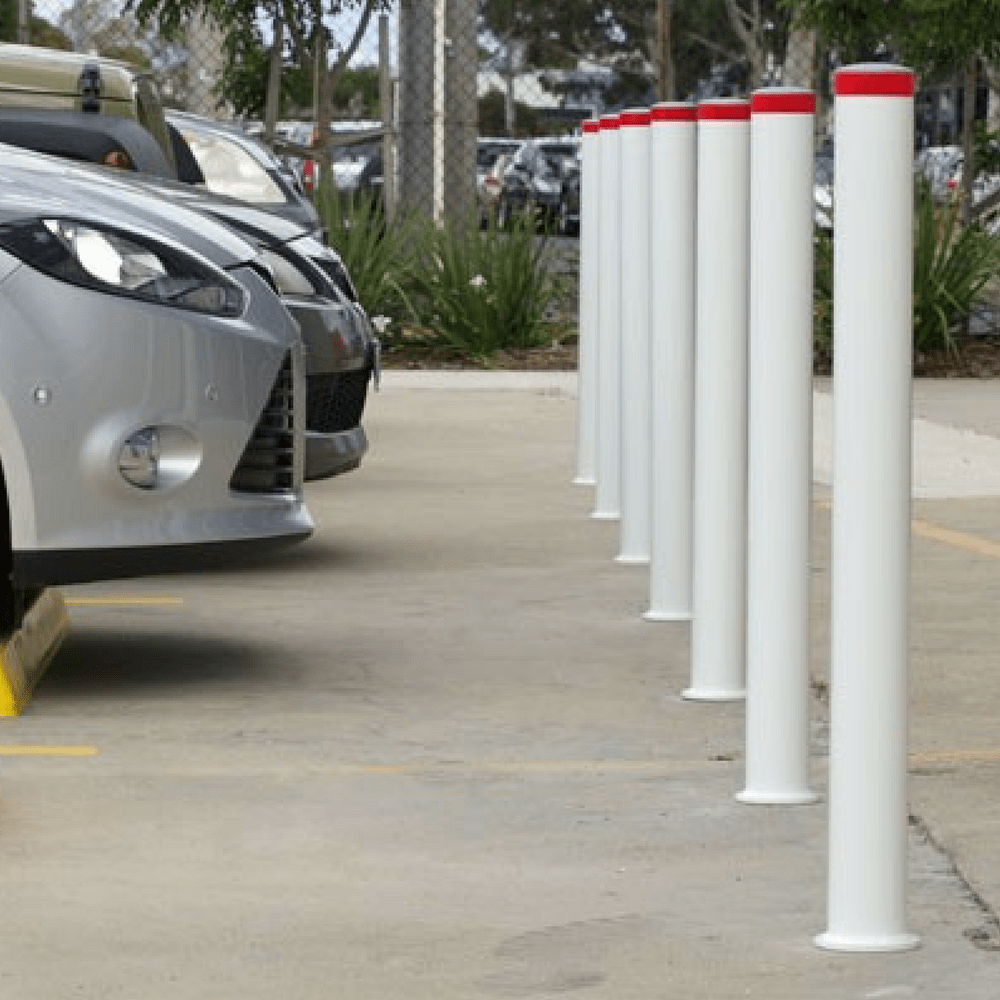 Linebacker 90mm Solid Core White Bollard – Core Drilled - Barrier Group - Ramp Champ