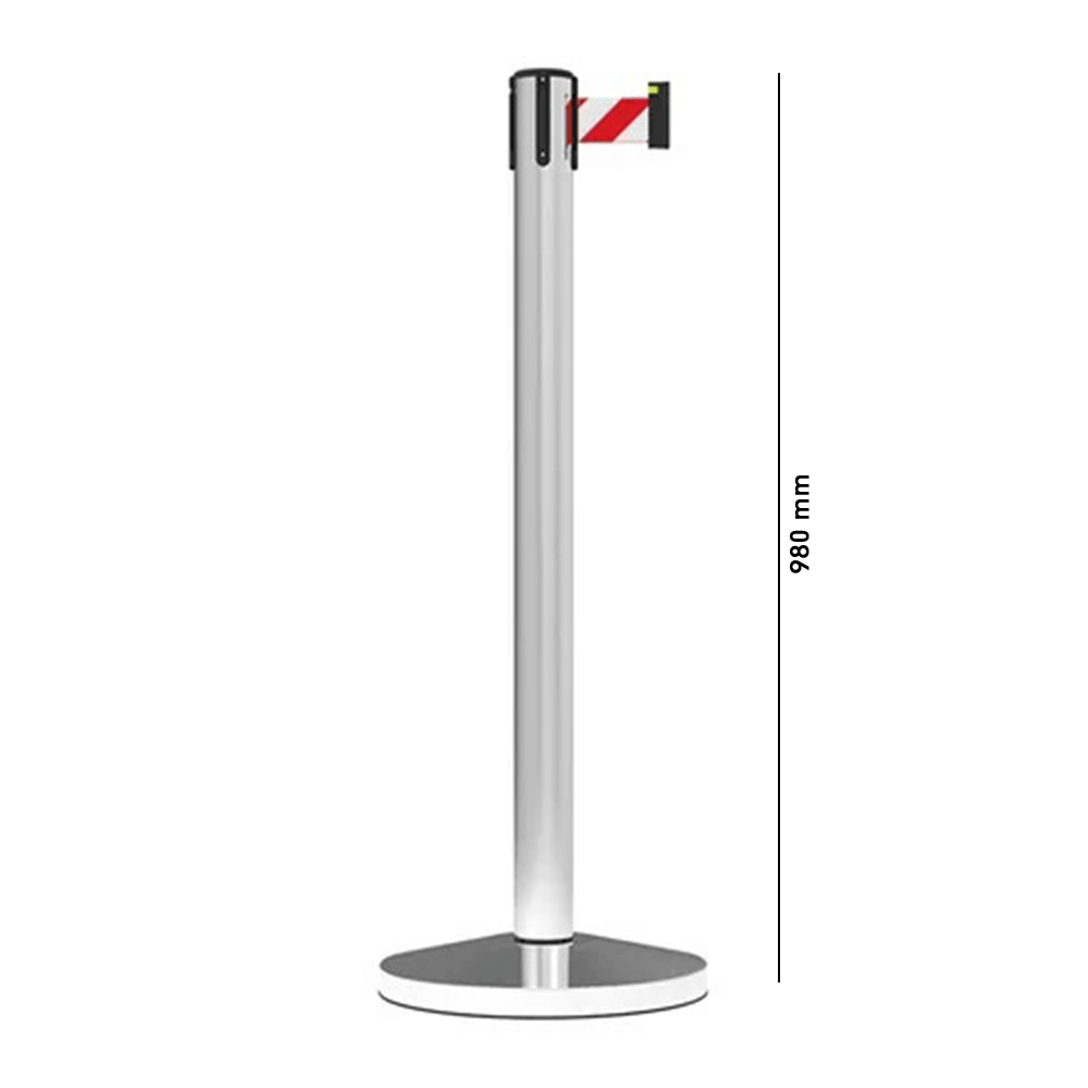 Barrier Group Traffic Control & Parking Equipment Red/White Barrier Group Midline Economy Portable Single Belt Post