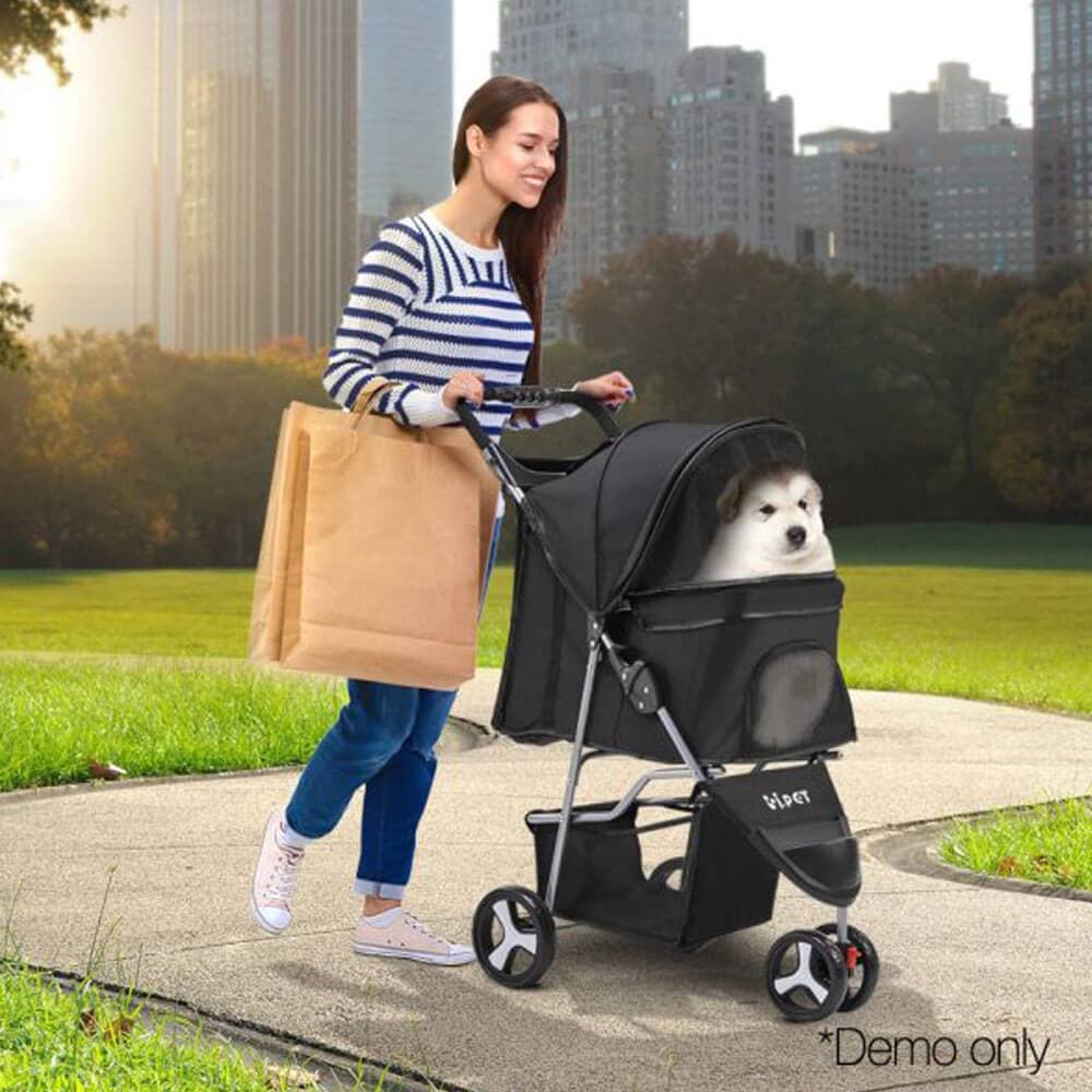 Ramp Champ Pet Products i.Pet 3-Wheel Foldable Pet Stroller - Black