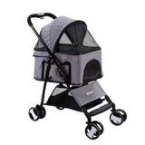 Ramp Champ Pet Products i.Pet 3-in-1 Foldable Pet Stroller Dog Carrier Mid Size - Grey