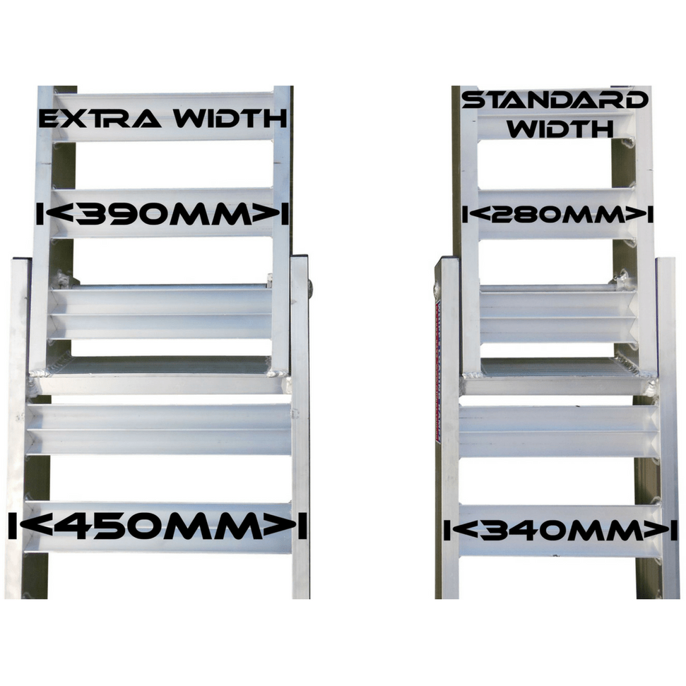 Whipps Heavy Duty 2.5 m x 280mm/340mm (Standard) Whipps 1 Tonne Folding Aluminium Curved Mower Ramps