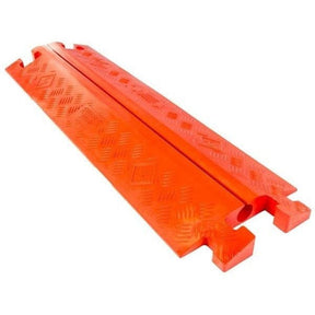 Checkers 1 Channel Open Top - 7.7-Tonne Capacity Cable Protector - orange single-channel cable protector on white background