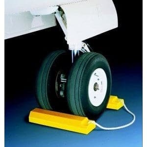 Checkers Aviation Wheel Chock 533mm - Roped Pair - Non Rubber Base - Checkers - Ramp Champ