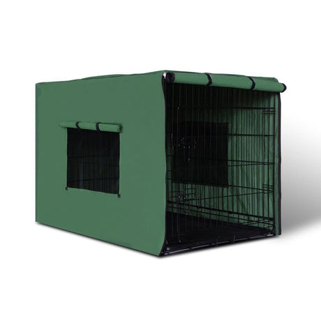 i.Pet 36inch Collapsible Pet Cage with Cover - Black & Green - Ramp Champ - Ramp Champ