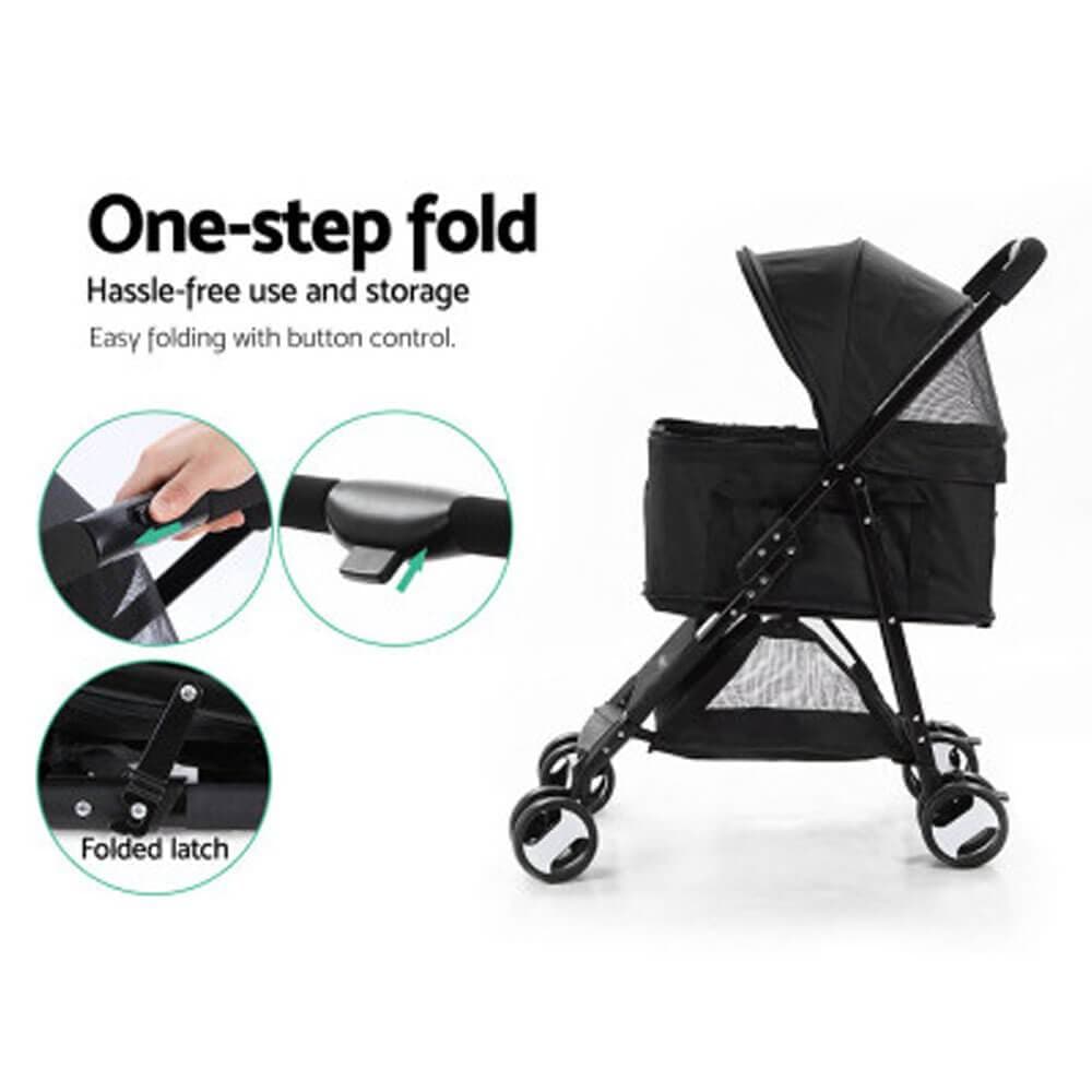 Ramp Champ Pet Products i.Pet 3-in-1 Foldable Pet Stroller Dog Carrier Mid Size - Black